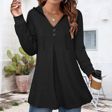 Laden Sie das Bild in den Galerie-Viewer, Damen-Sweatshirt mit Knopfleiste