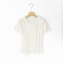 Laden Sie das Bild in den Galerie-Viewer, Modisches Unregelmäßiges T-Shirt mit Schlitz für Damen