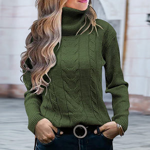 Einfarbiger Strickpullover mit Revers für Damen