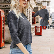 Laden Sie das Bild in den Galerie-Viewer, Rundhals-Bluse mit mittellangen Ärmeln