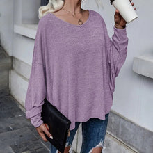 Laden Sie das Bild in den Galerie-Viewer, Einfarbiges Lockeres Geschnürtes T-Shirt für Damen