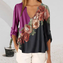Laden Sie das Bild in den Galerie-Viewer, Bedrucktes Chiffonhemd mit V-Ausschnitt