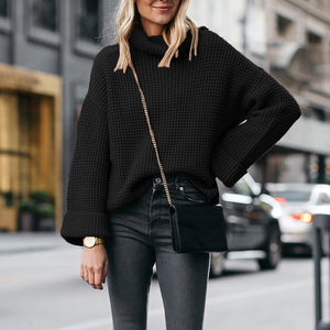Lockerer Strickpullover mit Stehkragen für Damen