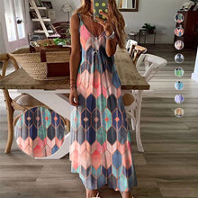 Laden Sie das Bild in den Galerie-Viewer, Sommerliches Lässig Bedrucktes Langes Kleid