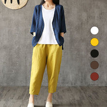 Laden Sie das Bild in den Galerie-Viewer, Lässige Freizeithose aus Baumwollleinen