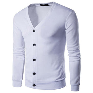 Einfarbige Strickjacke mit V-Ausschnitt