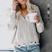 Laden Sie das Bild in den Galerie-Viewer, Damen-Strickjacke mit Kapuze