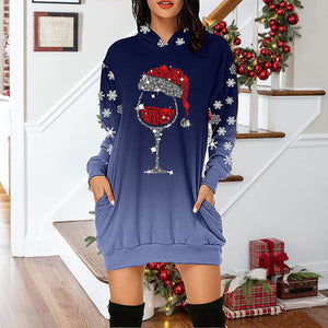 Kleid mit Schneeflocke Weinglas