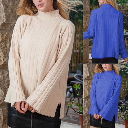 Einfarbiger Pullover mit halbem Rollkragen