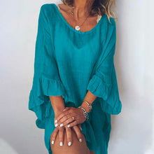 Laden Sie das Bild in den Galerie-Viewer, Leinenkleid mit Rüschenärmeln