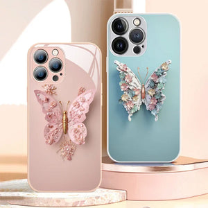 3D-Schmetterlingsmuster Glas Handyhülle für iPhone