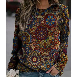 Bedrucktes Langarm-Sweatshirt mit Rundhalsausschnitt