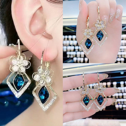 Zirkon Rhombische Saphir Blumenohrringe