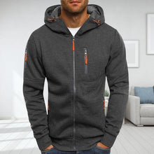 Laden Sie das Bild in den Galerie-Viewer, Kapuzen-Fleece-Sweatshirt mit durchgehendem Reißverschluss für Herren