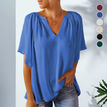 Laden Sie das Bild in den Galerie-Viewer, Modische Chiffonbluse Mit V-Ausschnitt