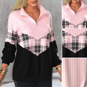 Eleganter Pullover mit V-Ausschnitt und Reißverschluss