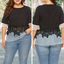 Laden Sie das Bild in den Galerie-Viewer, Damen-Spitzen-T-Shirt Aus Chiffon
