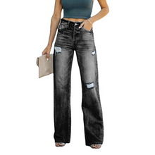 Laden Sie das Bild in den Galerie-Viewer, Damen Gerade zerrissene Jeans