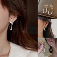 Laden Sie das Bild in den Galerie-Viewer, Diamant Seestern Perlen Ohrringe