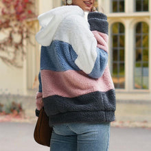 Laden Sie das Bild in den Galerie-Viewer, Kontrastfarbenes Kapuzen-Sweatshirt mit Kordelzug