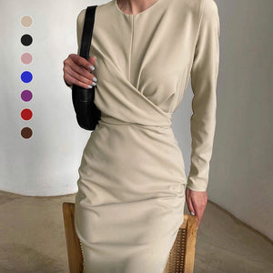 Französisches Retro-Taillen-Schlankheits-Hüftkleid in Wickeloptik