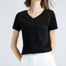 Laden Sie das Bild in den Galerie-Viewer, Einfarbiges Einfaches T-Shirt Mit V-Ausschnitt
