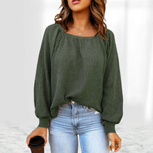 Laden Sie das Bild in den Galerie-Viewer, Einfarbiger Langärmeliger Strickpullover mit Puffärmeln
