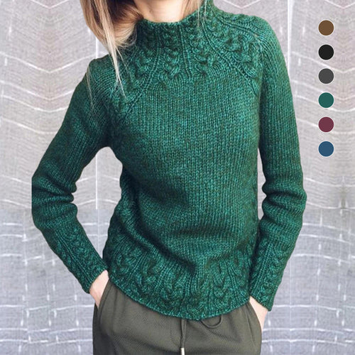 Damen Einfarbiger, strukturierter Pullover