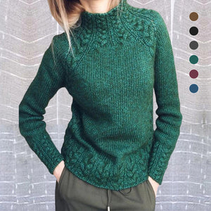 Damen Einfarbiger, strukturierter Pullover
