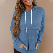 Laden Sie das Bild in den Galerie-Viewer, Einfarbiger Langärmeliger Kapuzenpullover mit Kordelzug