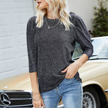 Laden Sie das Bild in den Galerie-Viewer, Rundhals-Bluse mit mittellangen Ärmeln