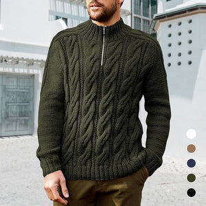 Einfarbiger Pullover mit Reißverschluss für Herren