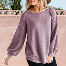 Laden Sie das Bild in den Galerie-Viewer, Damenhemd mit Ballonärmeln und Rundhalsausschnitt