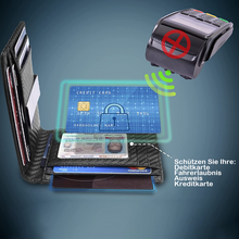 Laden Sie das Bild in den Galerie-Viewer, Schwarze Herren-Geldbörse aus Kohlefaser mit RFID-Blockierung