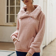 Laden Sie das Bild in den Galerie-Viewer, Einfarbiges Dickes Sweatshirt aus Lammfleece