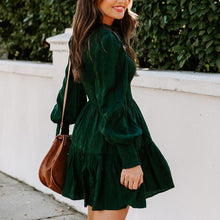 Laden Sie das Bild in den Galerie-Viewer, Damen Herbst Langarm Rundhals Prinzessin Kleid