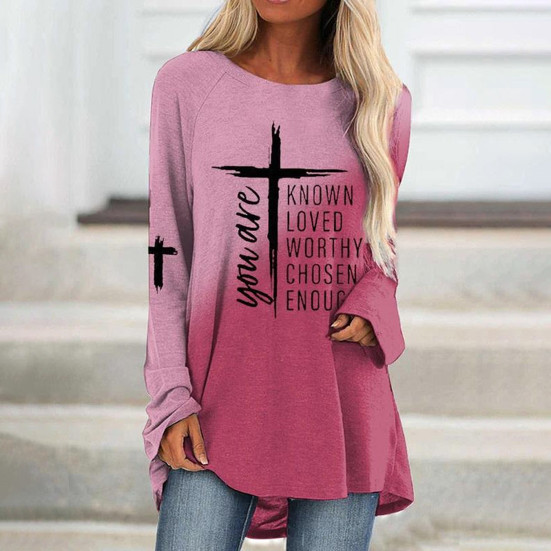Langärmliges T-Shirt mit Kreuzbuchstabendruck