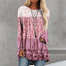 Laden Sie das Bild in den Galerie-Viewer, Bedrucktes T-Shirt mit langärmligem Rundhalsausschnitt