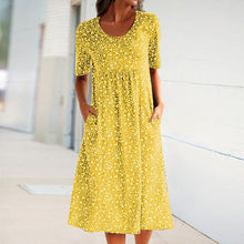 Laden Sie das Bild in den Galerie-Viewer, Blumen-Strandkleid mit Rundhalsausschnitt