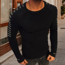 Laden Sie das Bild in den Galerie-Viewer, Langärmliger Strickpullover mit Rundhalsausschnitt