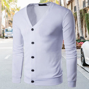 Einfarbige Strickjacke mit V-Ausschnitt