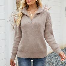 Laden Sie das Bild in den Galerie-Viewer, Gestrickter Langärmliger Pullover mit Reißverschluss