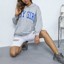 Laden Sie das Bild in den Galerie-Viewer, Lässiger Buchstabe-Pullover für Damen mit Kapuze