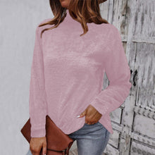 Laden Sie das Bild in den Galerie-Viewer, Einfarbiger Langärmliger Plüsch-Rollkragenpullover für Damen