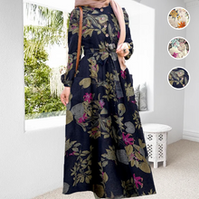 Laden Sie das Bild in den Galerie-Viewer, Neues Langes Kleid Mit Vintage-Print