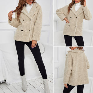 Damen Sherpa Jacke Leger Revers Fleece