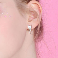 Laden Sie das Bild in den Galerie-Viewer, Katze Silber Ohrringe