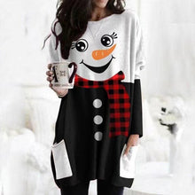 Laden Sie das Bild in den Galerie-Viewer, Weihnachten Langärmliges Kleid mit Schneemann