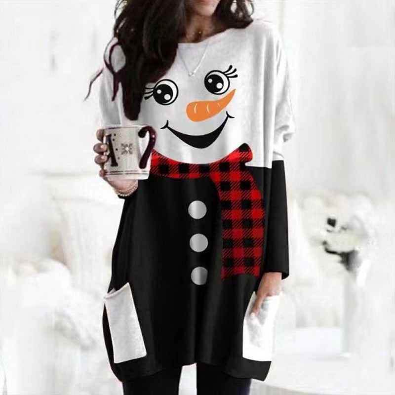Weihnachten Langärmliges Kleid mit Schneemann