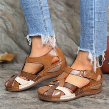 Laden Sie das Bild in den Galerie-Viewer, Damen Retro Sandalen mit runder Zehenpartie und Schnalle
